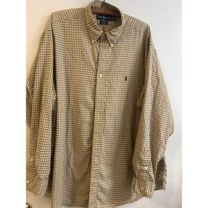 Ralph Lauren Men's Long Sleeve Cotton Shirt Size XL Green/Brown Plaid